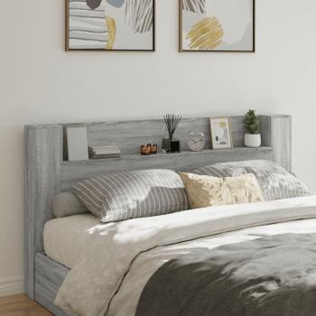 Cabecero de cama con contenedor LED Sonoma Gris 200x16,5x103,5 cm
