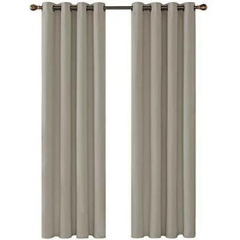 Deconovo Cortinas Termicas Aislantes Frio y Calor para Dormitorio Matrimonio Salón Hotel Casa Exterior con Ojales 2 Piezas 140 x 280 cm Beige Claro