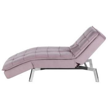 Chaise Longue Rosa Terciopelo Ajustable con Respaldo y Piernas Reclinables Capitonné