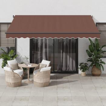 Cortina de protección solar retráctil manual LED marrón 400x300cm