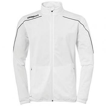 Chaqueta Uhlsport Stream 22 Classic, chaqueta de poliéster con cuello alto, Unisex adulto, White/Black, XXL