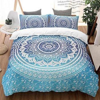 WONGS BEDDING Juego de Ropa de Cama Bohemia Funda de Edredón 3 Piezas Juego de Funda de Edredón con 2 Fundas de Almohada Mediano 200 x 200 cm
