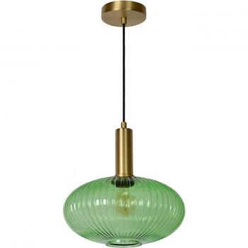 Lámpara colgante de vidrio Maloto, Ø 30 cm, verde