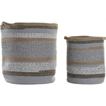 Conjunto de 2 cestas decorativas de algodón y yute para el hogar