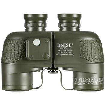 Military-Grade 10x50 HD Binoculars with Navigation Compass, Rangefinder, BAK4 Prism, Large View, Waterproof and Fogproof Features, Including Harness and Neck Strap