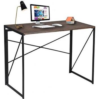 Coavas Mesa Plegable Auxiliar Escritorio Estilo Industrial Imitación Madera,Marrón
