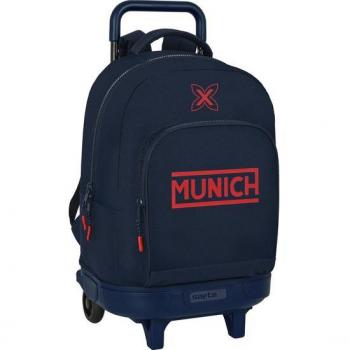 Mochila Escolar Grande con Ruedas Compact Extraíble Munich Flash Azul Marino 33 x 45 x 22 cm