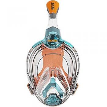 Seac Libera Máscara de Snorkel Integral Junior, Silicona hipoalergénica, liberación rápida, 4 tamaños, Azul/Naranja