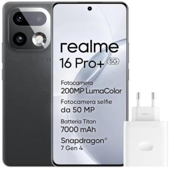 Smartphone Realme 16 Pro+ 5G Dual SIM 12GB RAM 512GB Gris, Pantalla AMOLED 6.8 144Hz, Cámara Principal 200MP OIS, Batería de 7000m