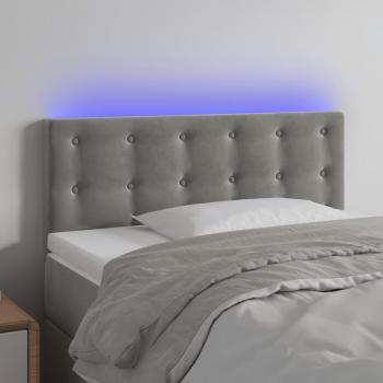 Cabecero LED de terciopelo gris claro 100x5x78/88 cm