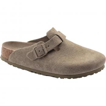 Birkenstock Boston Suede Narrow Slippers, UK 8 Faded Khaki