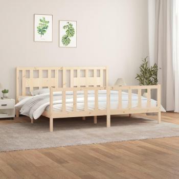 Cama redonda con cabecero de madera maciza de pino 200x200 cm