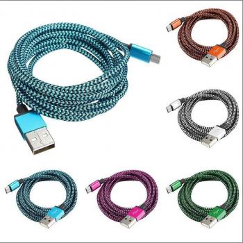 Cable Micro USB Trenzado Universal de 3 Metros para Carga de Smartphone Android