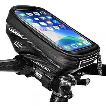 LUROON Bolsa Bicicleta Manillar, Bolso de Bici Impermeable con Ventana para Pantalla Táctil para Telefono Móvil, Bolsa para Cuadro Bicicleta para Teléfono Movil Dentro de 6,5 Pulgadas