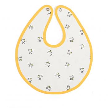 Baby Bites ORIGINAL - Babero MOSTAZA, estampado POLLITOS