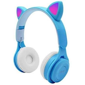Auriculares Bluetooth con Oreja de Gato Auriculares inalámbricos Plegables con micrófono y luz LED para niñas y niños