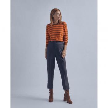 Pantalón de vestir de mujer con cintura elástica en la parte trasera y estampado liso