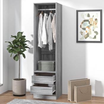 Armario con cajones de contrachapado sonoma gris 50x50x200 cm, madera multicapa
