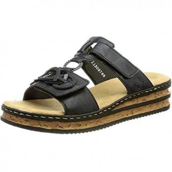 Mules Rieker 62936-14 Marine para mujeres, sandalias de verano con plataforma y elementos decorativos, talla 41
