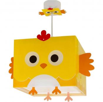 Lámpara colgante infantil Dalber Little Chicken con diseño de gallina, adecuada para habitaciones de niños, fabricada en materiales seguros, con luz suave y difusa ideal para crear un ambiente acogedor