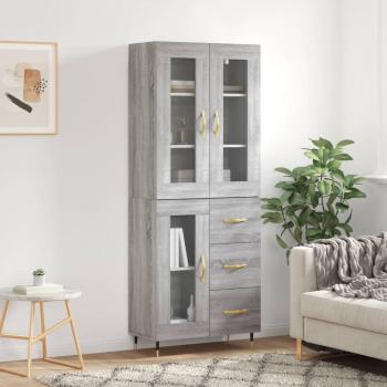Aparador alto de madera contrachapada gris Sonoma 69,5x34x180 cm
