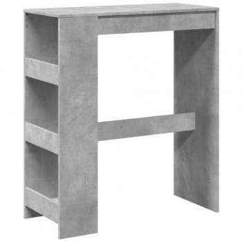 Mesa alta bar con estantes de madera gris y hormigón, dimensiones 90x40x103,5 cm