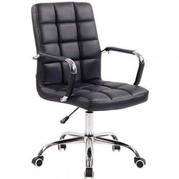 Silla de Escritorio Deli en Similpelle Negra, Giratoria y Regulable en Altura (45-54 cm) con Ruedas