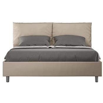 Canapé abatible 160x200 cm similpelle gris tortora con almacenamiento