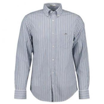 Camisa de popelina a rayas azul para hombre GANT, Regular Fit, manga larga, talla XXL