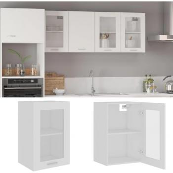 Sonata Hanging Glass Cabinet, White, 40x31x60 cm, Engineered Wood