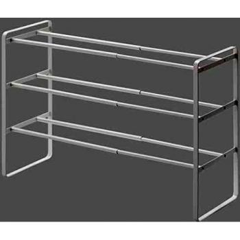 Estante de zapatos extensible minimalista de 3 niveles - L41-70 cm, acero blanco, diseño compacto