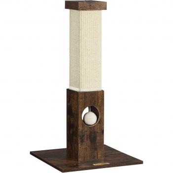 Rascador para Gatos de 73 cm, Poste de Sisal Natural con Pelota de Peluche, Protección contra Arañazos para Muebles, Marrón Vintage