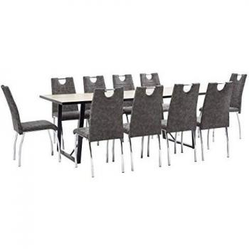 vidaXL Juego de Comedor 11 Piezas Cuero Sintético Mobiliario Decoración Interior Casa Hogar Robusto Duradero Resistente Funcional Práctico Útil Marrón