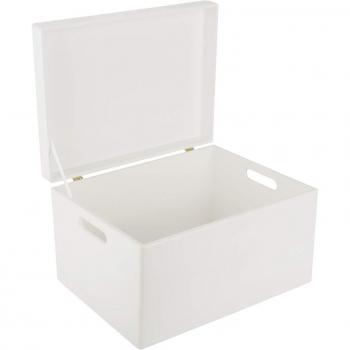 Caja de Almacenamiento Decorativa de Madera Blanca XXL | 40 x 30 x 24 cm | Con Tapa y Asas para Juguetes y Objetos