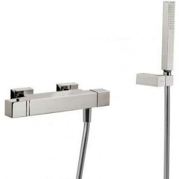 Tres Griferia - Ducha Termostática Ducha De Mano Anticalcárea Con Soporte Orientable Y Flexo Satin