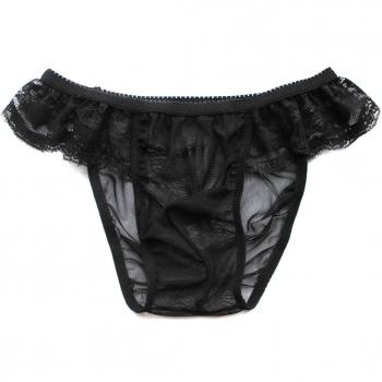 YIZYIF Encaje Malla Tanga Hombre Lencería Elástica Atractiva Bikini Ropa Interior Masculina Calzoncillos Negro Talla Única