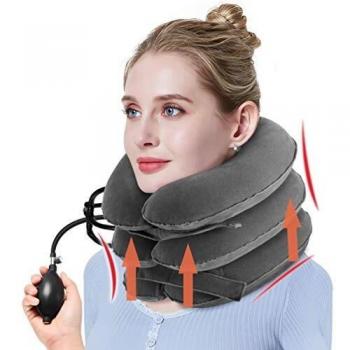 Collar Cervical Inflable - PRETTY SEE Collarín de Tracción Cervical,Cuello de Vértebra Cervical Tractor, Potente de Vértebra Cervical, 3 Capas,