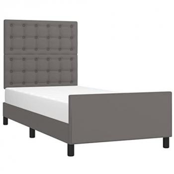 Estructura de cama con cabecero cuero sintético gris 80x200 cm