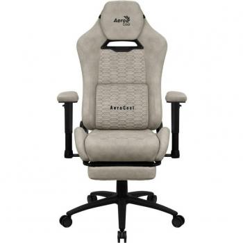 Silla Gaming Aerocool Royal Sand Tan con Reposapiés Extensible, Tejido AeroSuede, Reposabrazos Ajustables y Acolchados