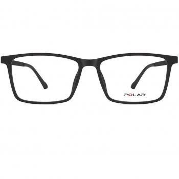 Polar 537 With Clip-On 76 Gafas Recetadas para Hombre Negras con Armazones Negros y Lentes Recetadas de 54