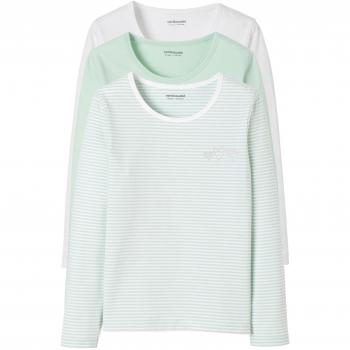 VERTBAUDET Lote de 3 Camisetas Stretch niña Manga Larga Azul Medio Bicolor 4A