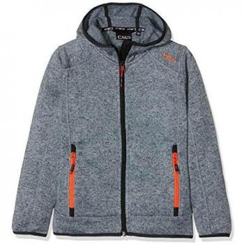 CMP Chaqueta de forro polar con capucha para niño, color plateado, asfalto rojo y naranja, 104