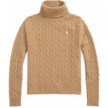 Polo Ralph Lauren Women's High Neck Cable Knit Sweater - Beige, Size M