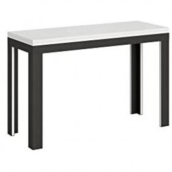 Mesa extensible 120/200x45/90 cm Línea Double Fresno Blanco Estructura Antracita