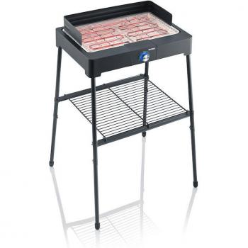 SEVERIN PG8566 Electrobarbacoa de Pie 2200W con Parrilla de Acero Inoxidable y Cortavientos
