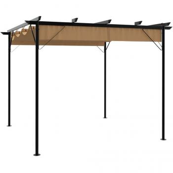vidaXL Pergola with Retractable Roof Taupe 3x3 m Steel 180 g/m²