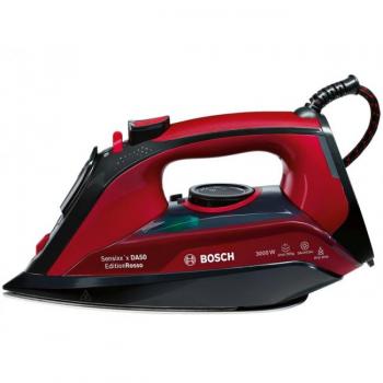 Plancha de Vapor Bosch Sensixx'x DA50 Edition Rosso TDA503001P, 3000W, Supervapor 200g/min, Suela CeraniumGlissee, Sistema Antical, Depósito 350
