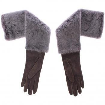 Dolce & Gabbana Gray Mink Fur Lambskin Suede Leather Gloves - Size 7 (S)