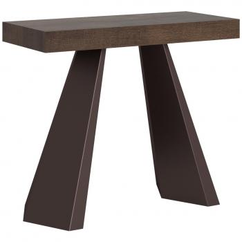 Consola Extensible Diamante 90x40/300 cm Nogal Estructura Oro
