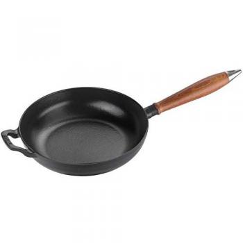 Sartén de Hierro Fundido Staub 24 cm con Mango de Madera, Negra